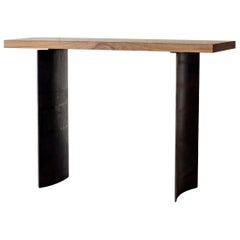 Ban Walnut with Curved Steel Leg Entry Console by Autonomous Furniture