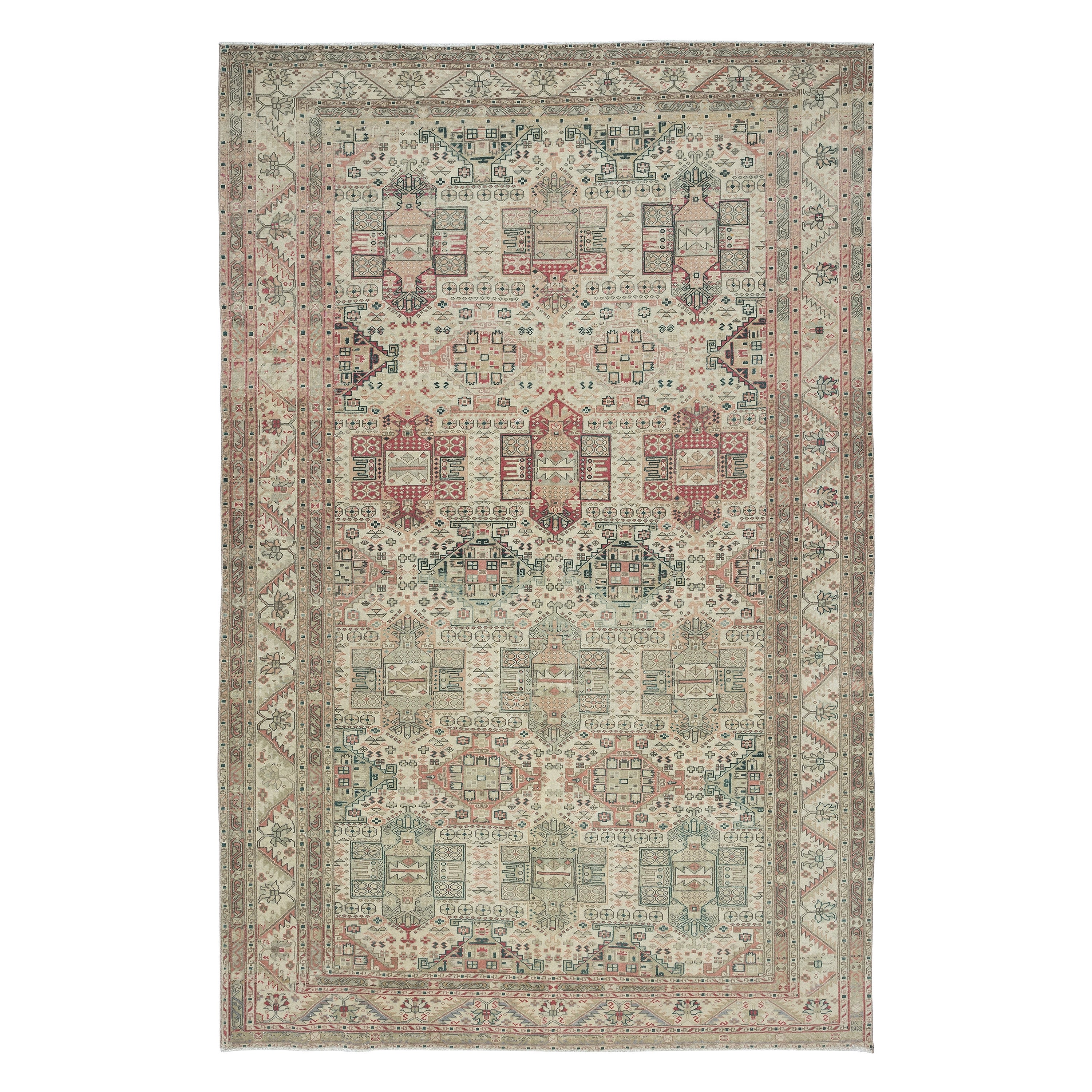 6.4x9.7 Ft Modern Handmade Turkish Rug for Rustic & Farmhouse Decor, 100% Wool