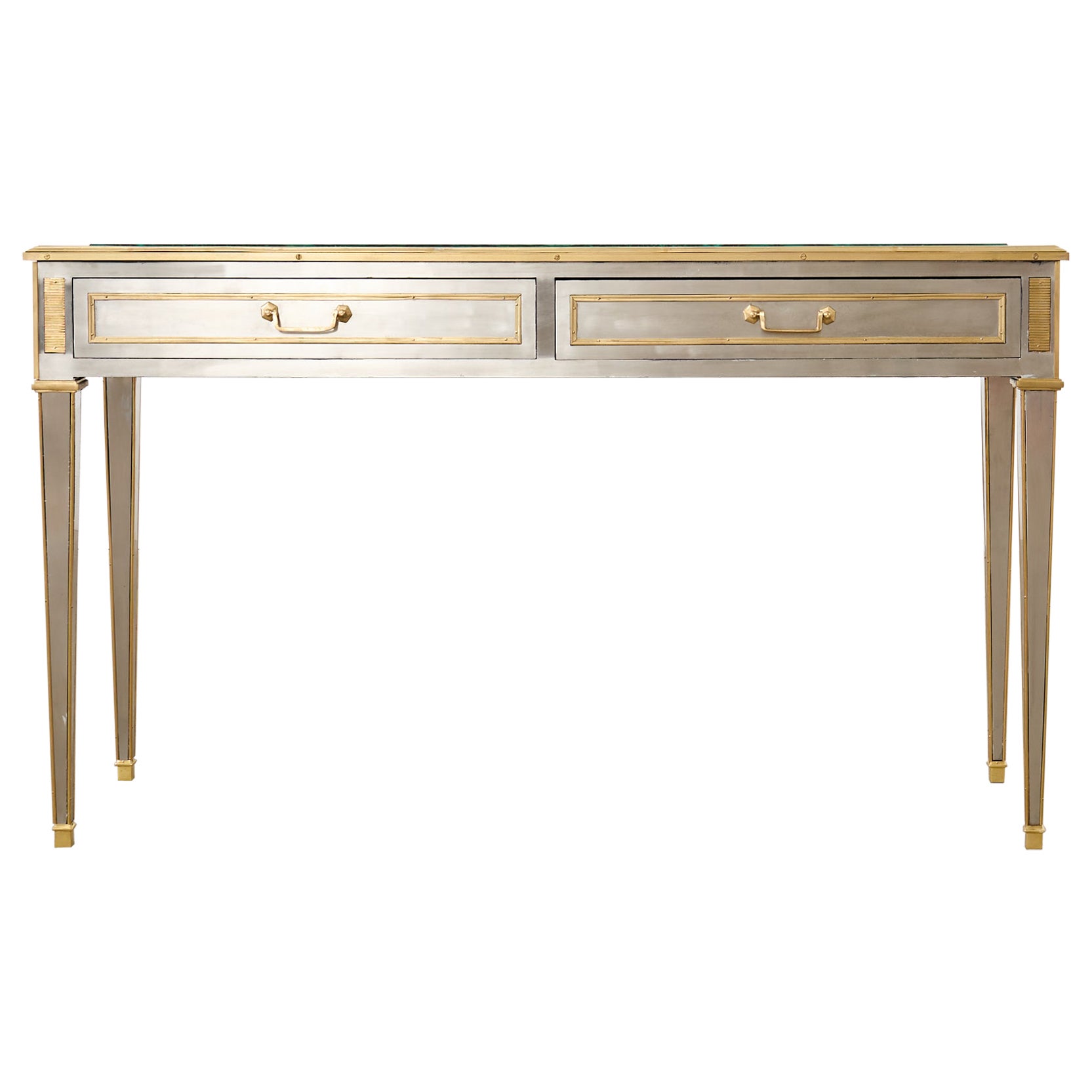 John Vesey Style Steel Bronze Neoclassical Console Desk