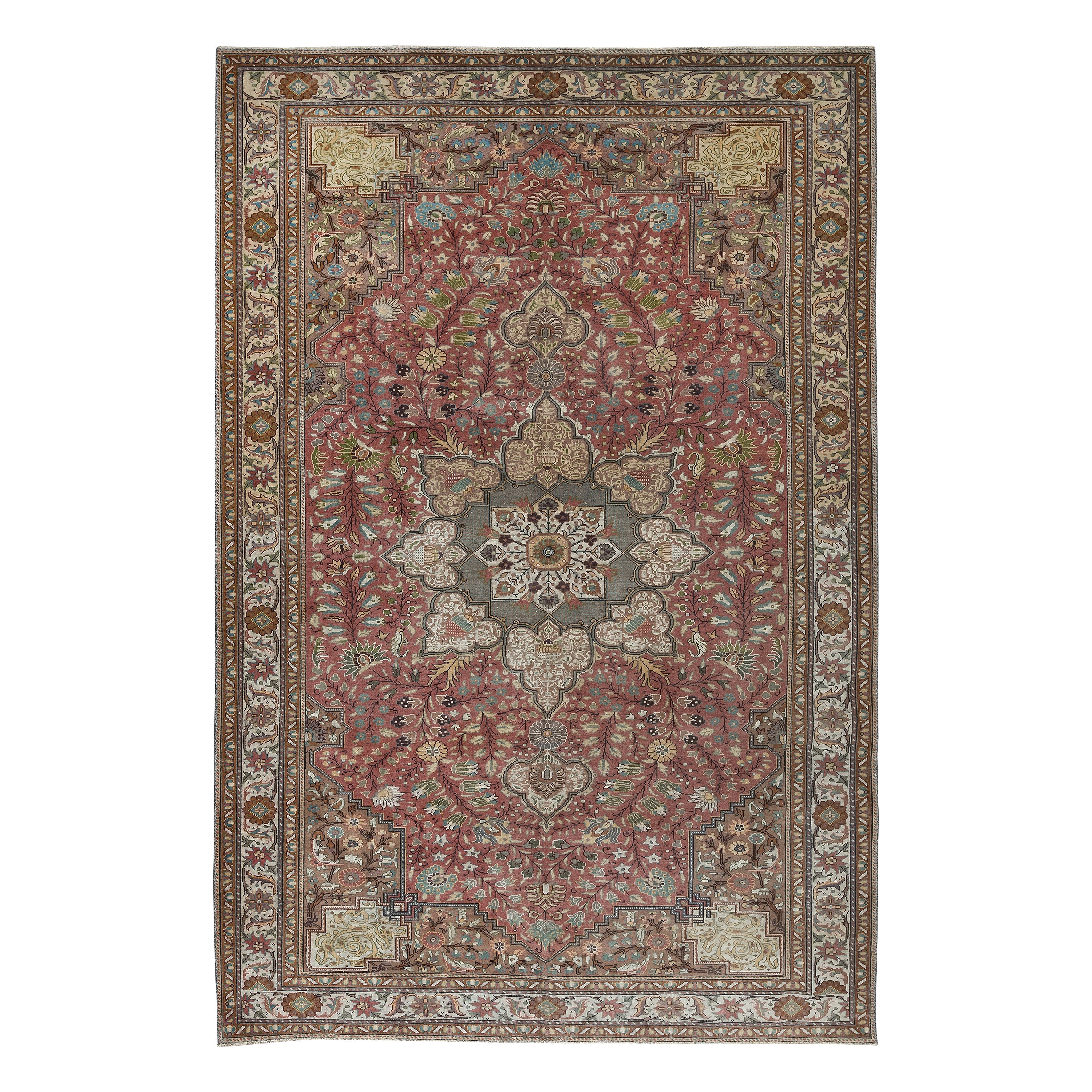 6.3x9.7 Ft Modern Medallion Design Area Rug, All Wool, Handmade Turkish Carpet