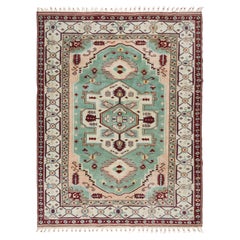 Used 6.4x8 Ft Handmade Area Rug, Modern Turkish Carpet with Fringe, 100% Wool