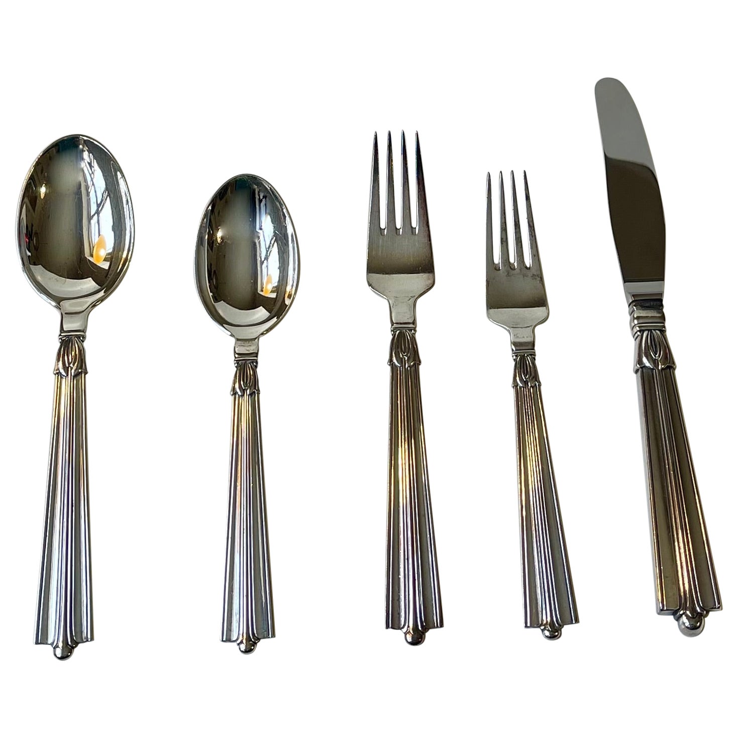 Danish Art Deco 12 Persons Cutlery set  by Borgstrøms Sølvvarefabrik, Set of 65