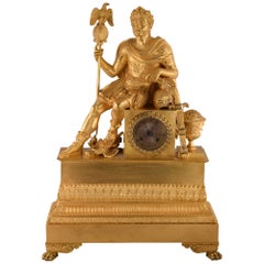 Horloge de table, Aníbal Barca. Bronze doré, métal. France, 19ème siècle. 