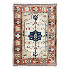 5.4x7.5 Ft Contemporary Hand Knotted Turkish Geometric Pattern Wool Area Rug