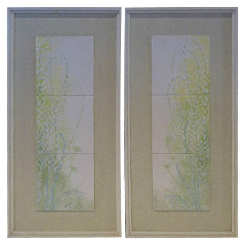 Harris Strong Pair of Framed Floral Tiles