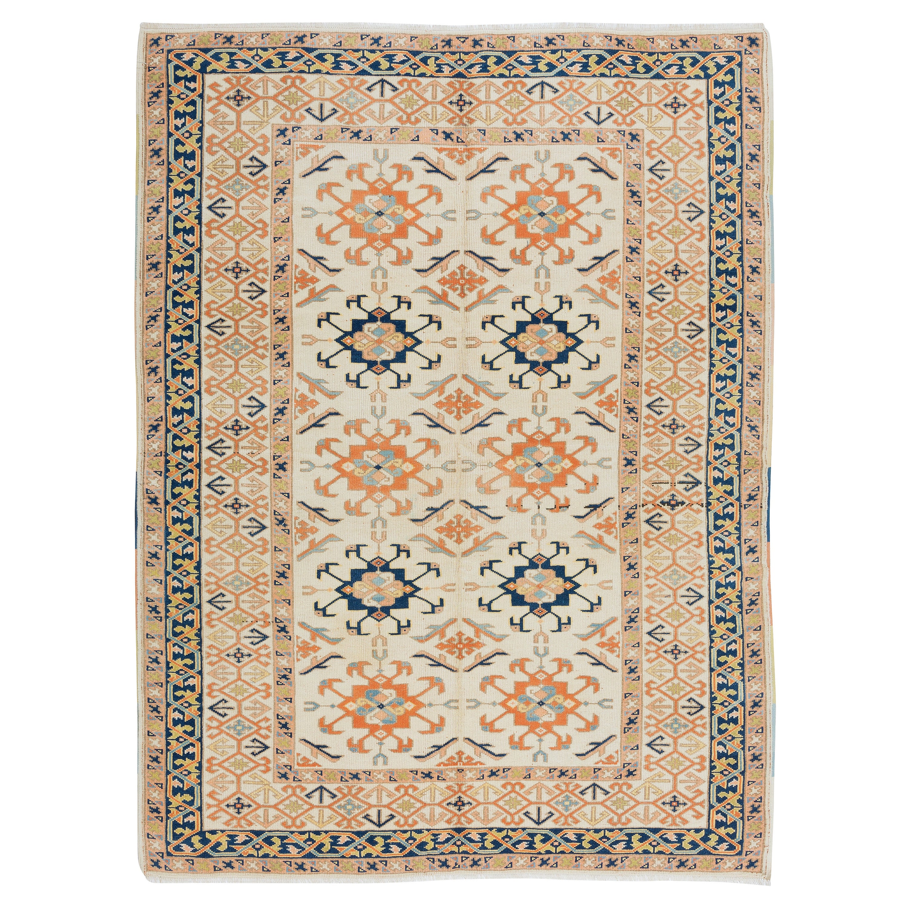 Handgefertigter Teppich 5.2x7 Ft, moderner türkischer Teppich für das Wohnzimmer, 100 % Wolle