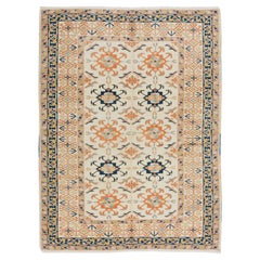 Handgefertigter Teppich 5.2x7 Ft, moderner türkischer Teppich für das Wohnzimmer, 100 % Wolle
