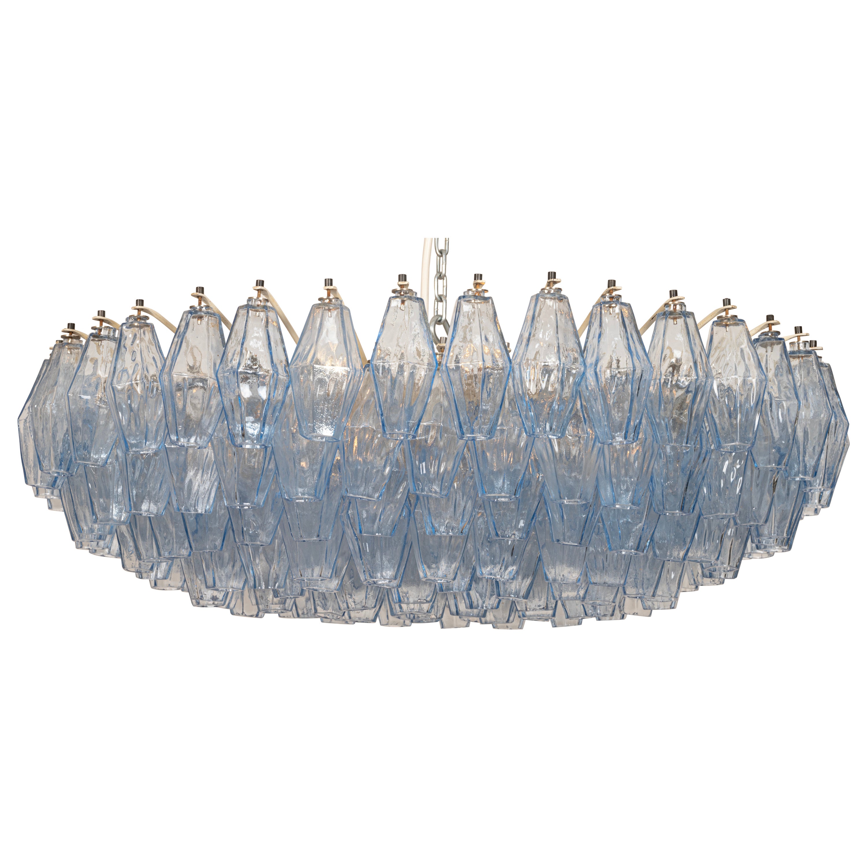 Original Blue Glass Poliedri Chandelier by Carlo Scarpa for Venini, Italy, c1960