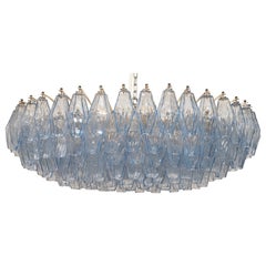 Original Blue Glass Poliedri Chandelier by Carlo Scarpa for Venini, Italy, c1960