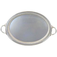Antique Large Oval Sterling Two Handled Silver Serving Tray by Ellis Bros, circa 1910