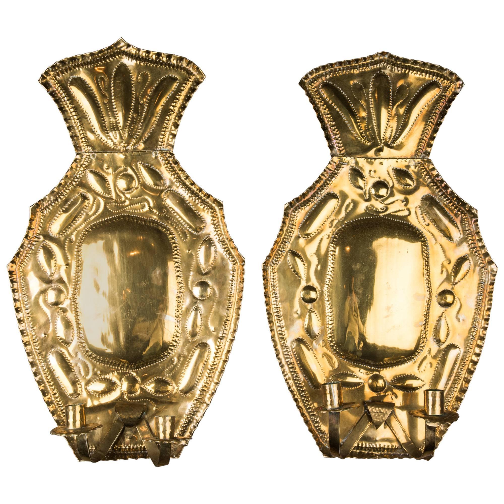 Early 20th Century Brass Candle Sconces For Sale