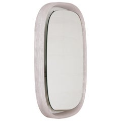 Hillebrand Vintage Oval Illuminated Wall Mirror White Plexiglass 1960s