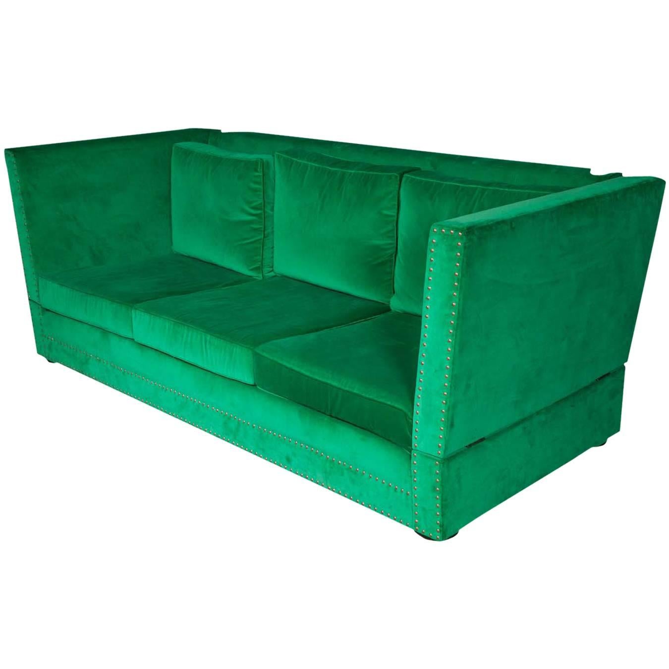 Bespoke Green Velvet Carrington Sofa by Pitfield London  For Sale