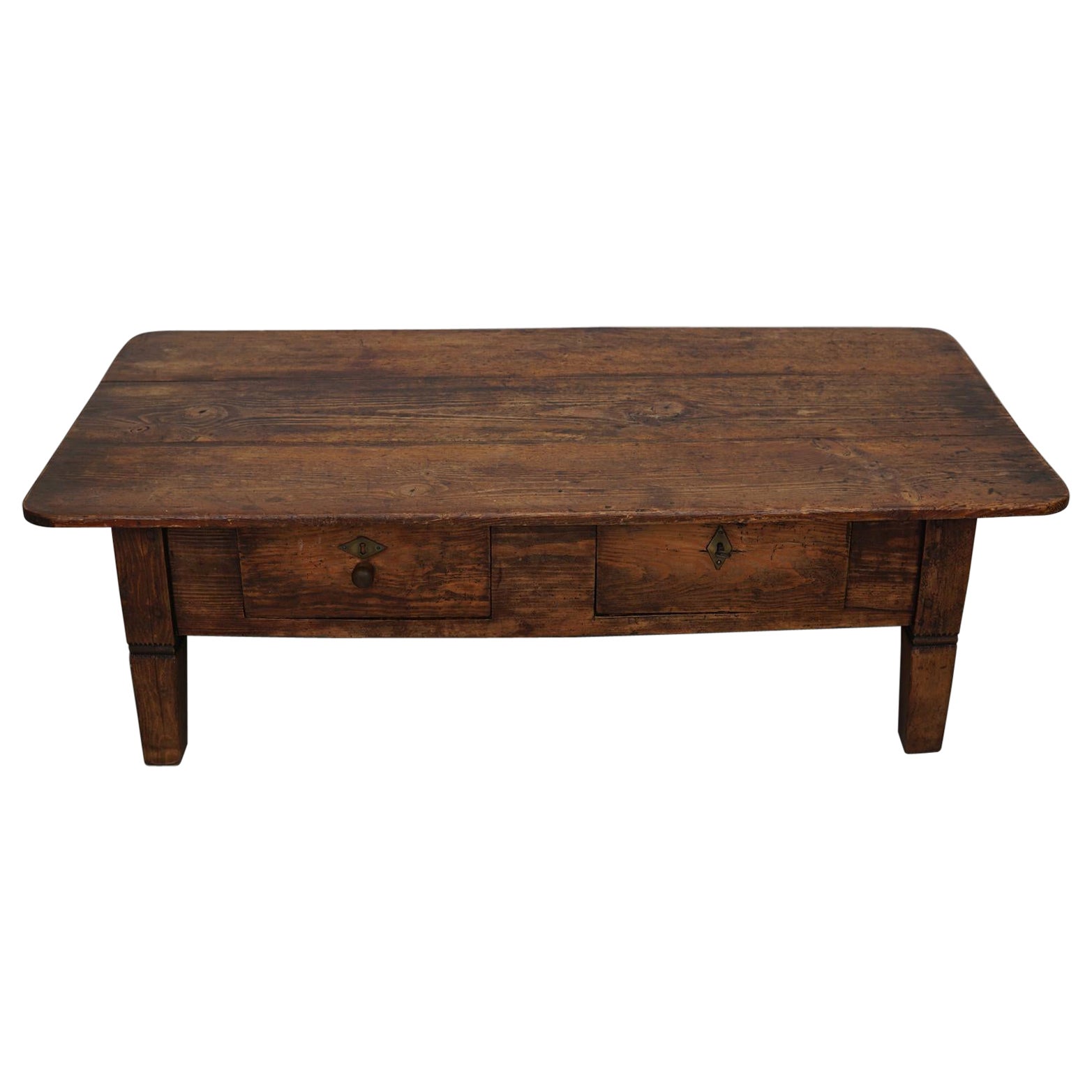 French 19th Century Farmhouse Rustic Pine Coffee Table