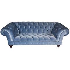 Bespoke Blue Velvet Chesterfield Sofa by Pitfield London