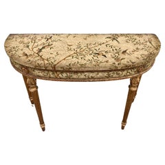 Vintage French Chinoiserie Louis XVI Style Console With Gilt Details