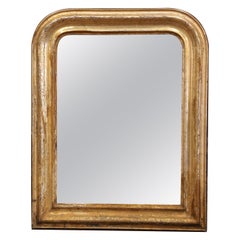 19th Century French Louis Philippe Giltwood Mirror with Floral Decor