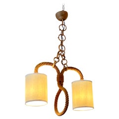 Retro 1950's Rope Chandelier by French Designers Adrien Audoux and Frida Minet