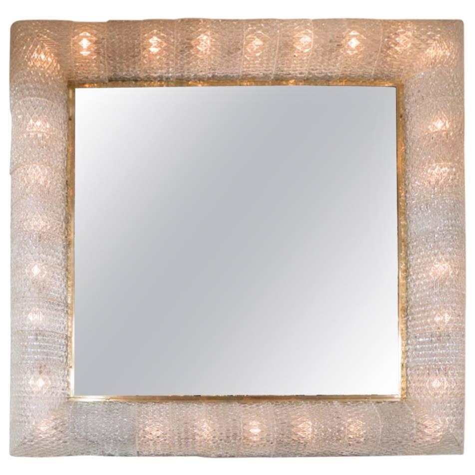 Monumental Square Mirror with Murano Glass Surround