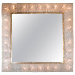 Monumental Square Mirror with Murano Glass Surround 1