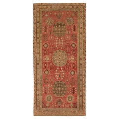 Vintage Midcentury Samarkand Red Handmade Wool Rug