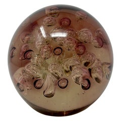 Vintage Large English Lavender Glass Paperweight