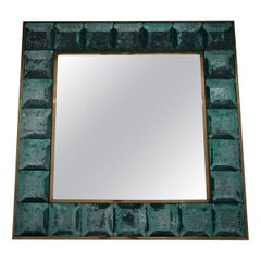 Specchio da parete a consolle italiano di Murano in vetro artistico Greene & Greene e ottone, 2000