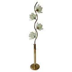 Vintage Elegant Floor Lamp with Four Glass Lotus Flowers