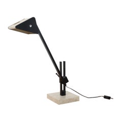 Lámpara de mesa industrial francesa estilo Jean Prouvé con base de mármol, años 70