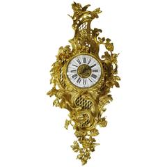 French 19th Century Louis XV Style Gilt Bronze Cartel Clock Lerolle Frè€res 4