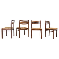 Ensemble de quatre chaises de salle à manger en wengé et jonc Martin Visser des années 1960 pour 't Spectrum