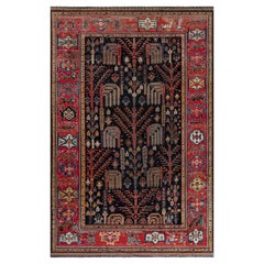 Antique Authentic Persian Bakhtiari Red Handmade Wool Rug