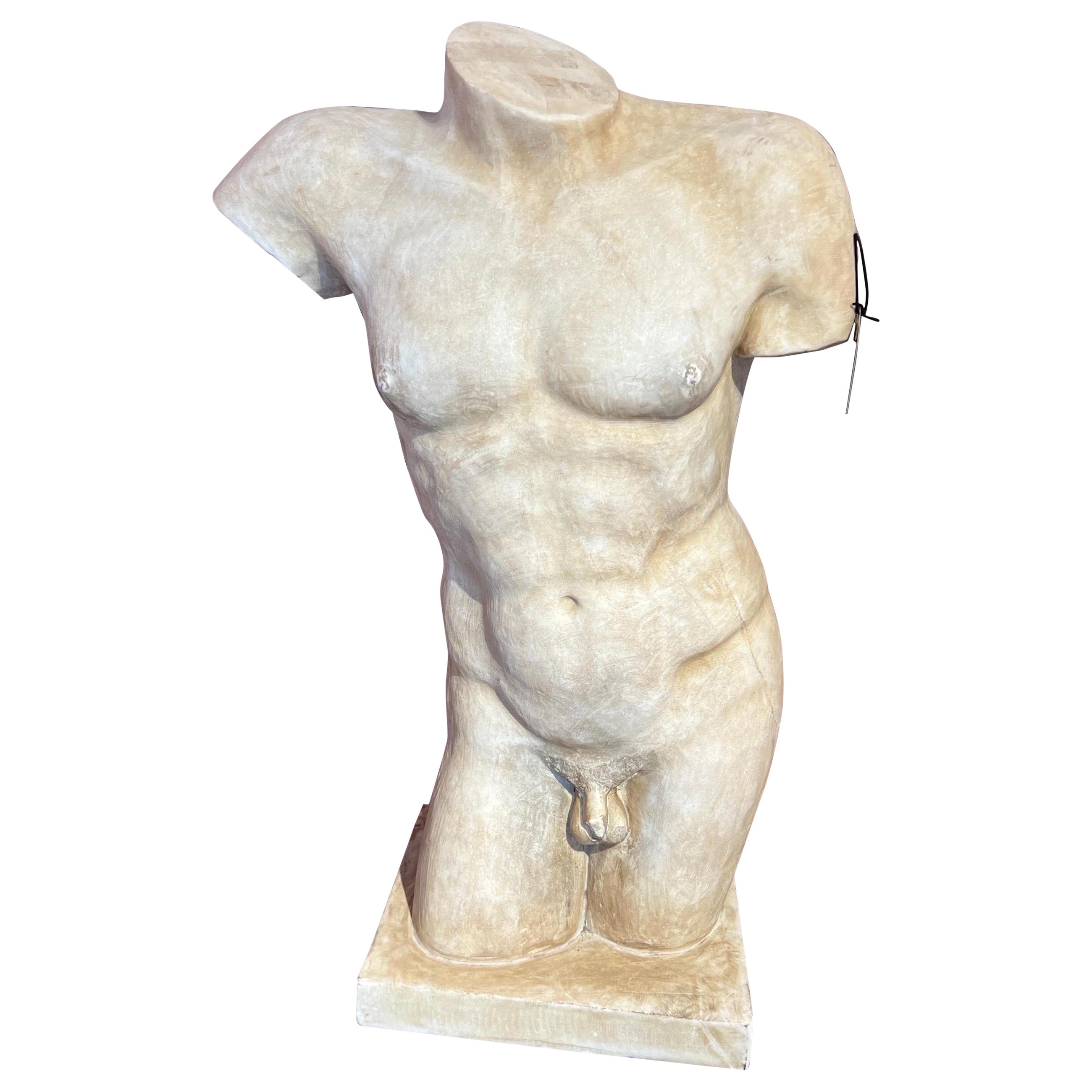 Classical style carved marble torso 