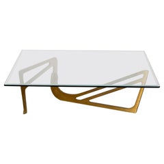 Vintage Excellent Brass and Glass Coffee table