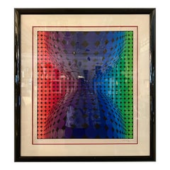 Vintage SIGNED and Numbered Victor Vasarely Framed "Raura" VAS 630 Op Art