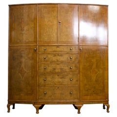 Antique British Burr Walnut Wardrobe, 19th Century