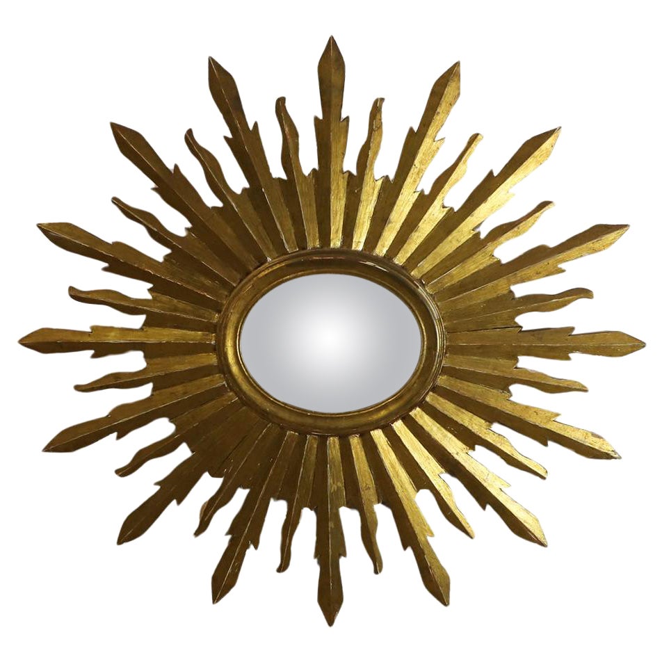 19th Century Big Size Gold Leaf Sunburst Mirror
