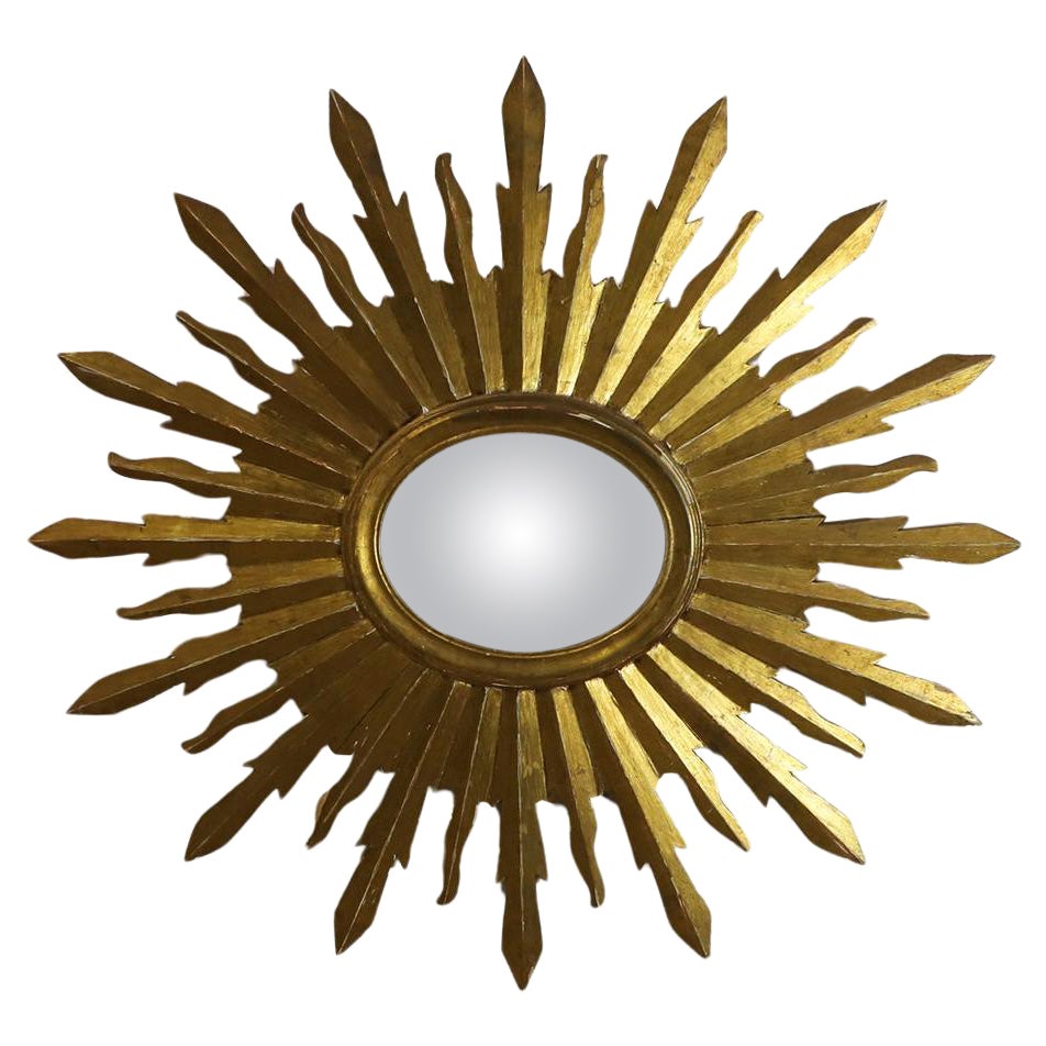 19. Jahrhundert Großer Goldblatt-Sonnenschliff-Spiegel