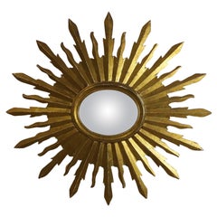 Espejo Sunburst de Pan de Oro de Gran Tamaño del Siglo XIX