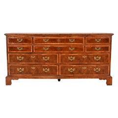 Vintage Henredon Georgian Mahogany and Burl Wood Ten-Drawer Dresser or Credenza