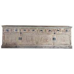 Antique Painted 9 Foot Sideboard, France, 19th Century