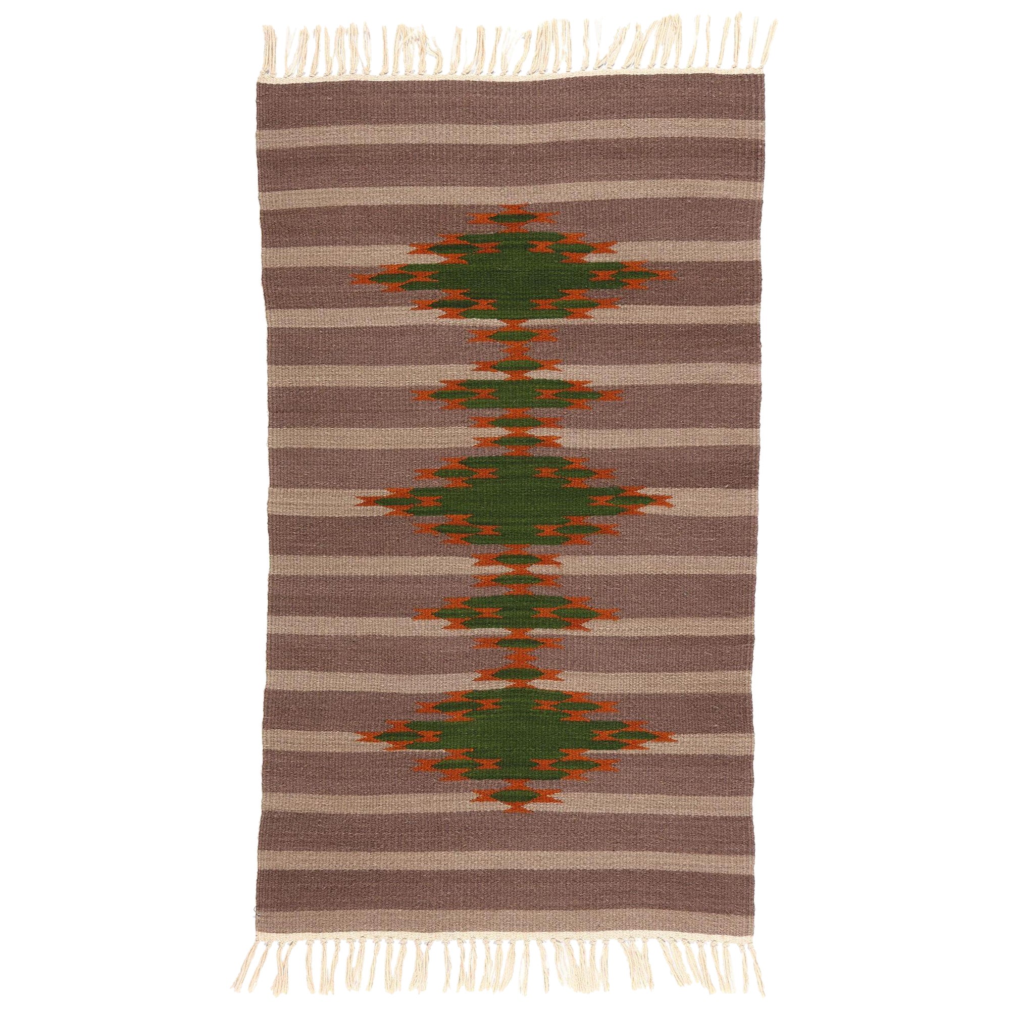 Alfombra vintage de bandas estilo Navajo de Río Grande
