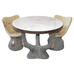 French Faux Bois Garden Table and Chairs