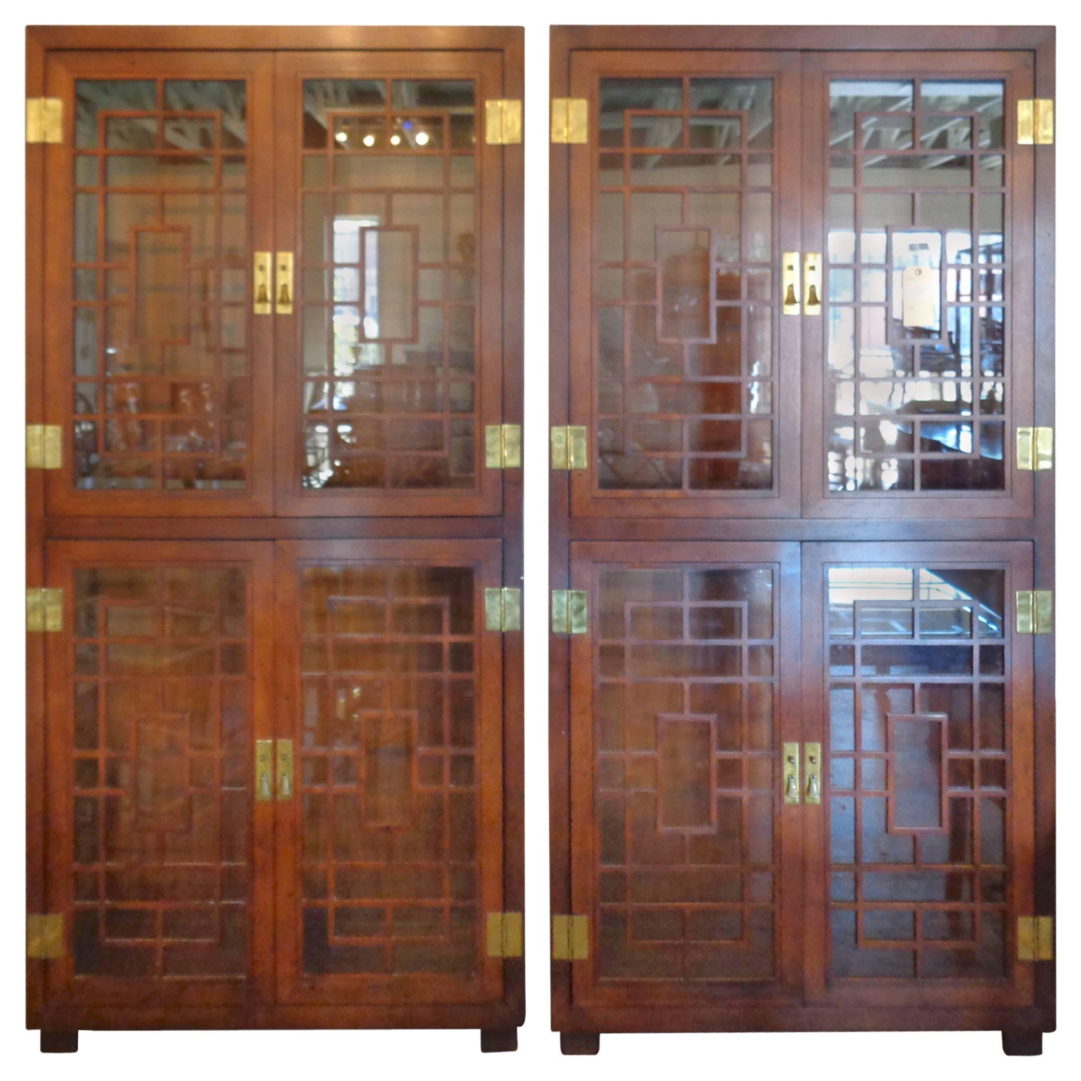 Pair of Fretwork Cabinets by Henredon For Sale