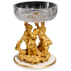 Antique Henri Picard (after), Bronze and Crystal Compote
