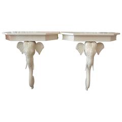 Pair of Gampel Stoll Fretwork Elephant Consoles