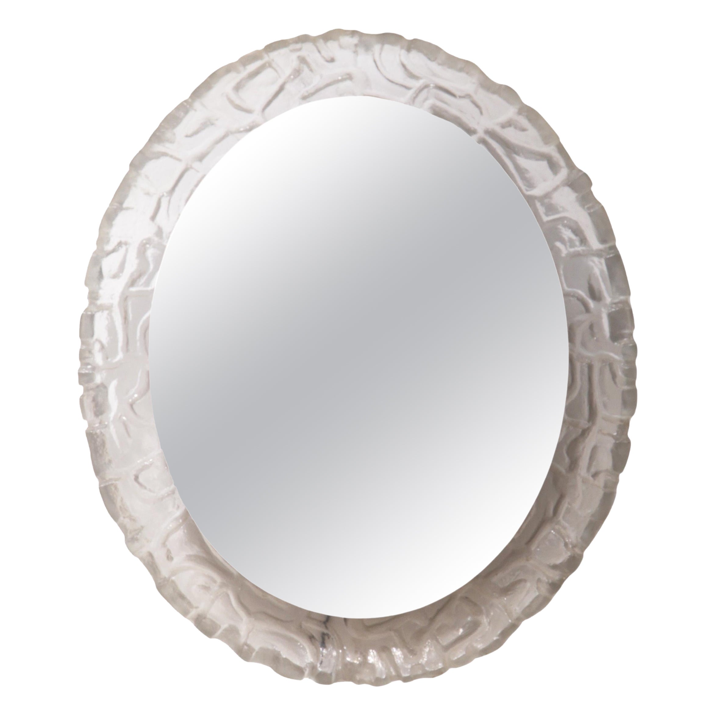 Oval Bathroom Wall Mirror with Lighting and Plexiglass Edge - Hillebrand