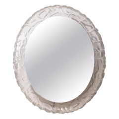 Vintage Oval Bathroom Wall Mirror with Lighting and Plexiglass Edge - Hillebrand