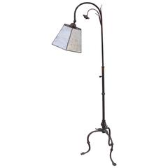 1920s Adjustable Floor Lamp with Floral Motif