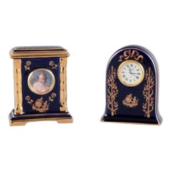 Limoges, France. Clock and decorative object in porcelain.